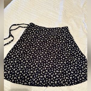 navy blue brandy Melville floral wrap skirt